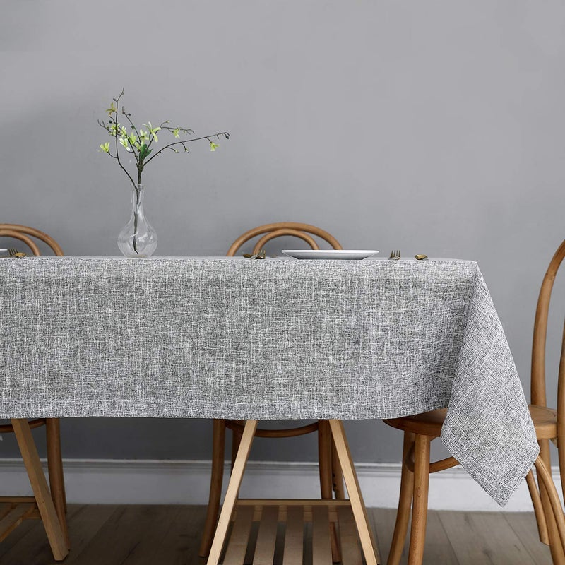 maxmill Flaxy Faux Linen Table Cloth with 2-Tone Slubby Texture Wrinkle Resistant Anti-Shrink Soft Tablecloth for Kitchen Dining Tabletop for Banquet Parties Rectangle 60 x 140 Inch Light Grey - Image 3